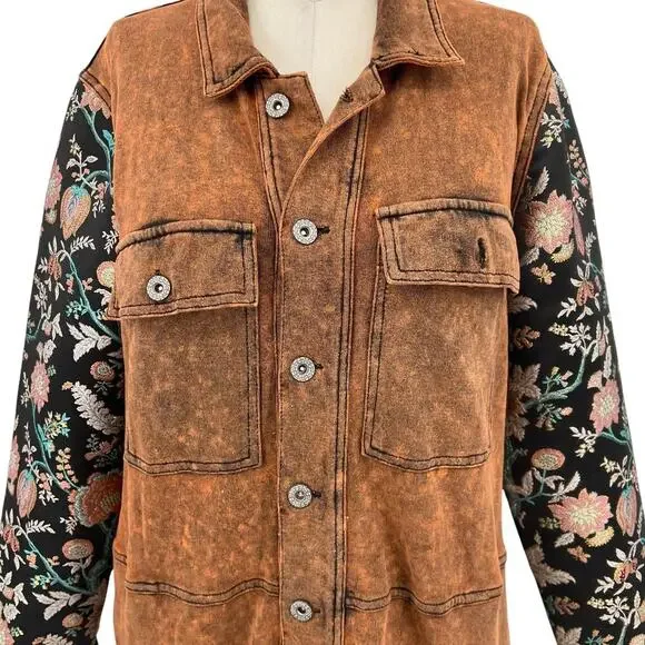 Aratta Silent Journey Coolness Floral Jacquard Sleeve Oversized Shacket Small - Picture 4 of 14